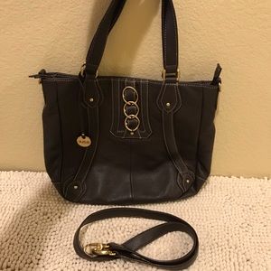 a.n.a. Brown Leather Satchel/Cross Body